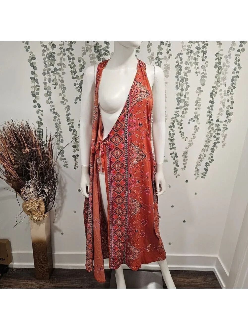 Kendall + Kylie Orange Boho Dress Size M - Picture 4 of 10